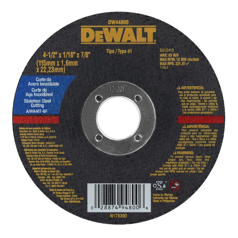 DEWALT - Disco Corte para acero DeWalt 1/2 X 7/8 X 1/16