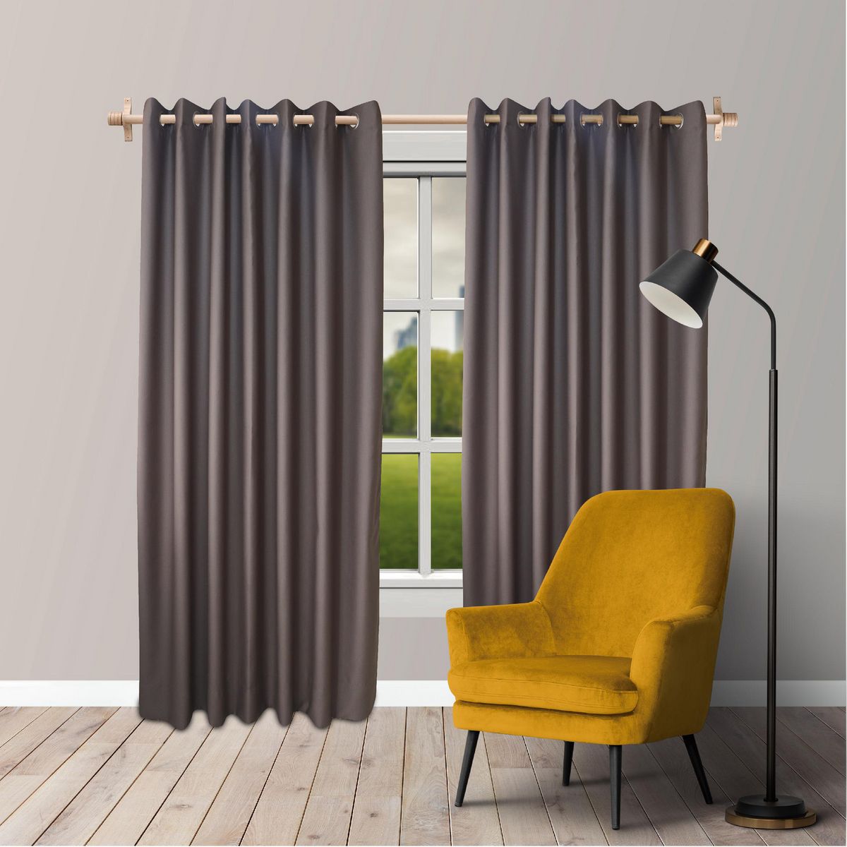  - Cortina Ojal Metálico Gris