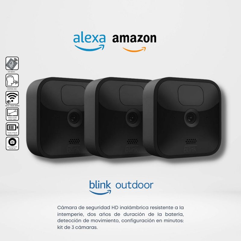 BLINK - Cámaras de Seguridad de Exterior Inalámbricas x3 Blink