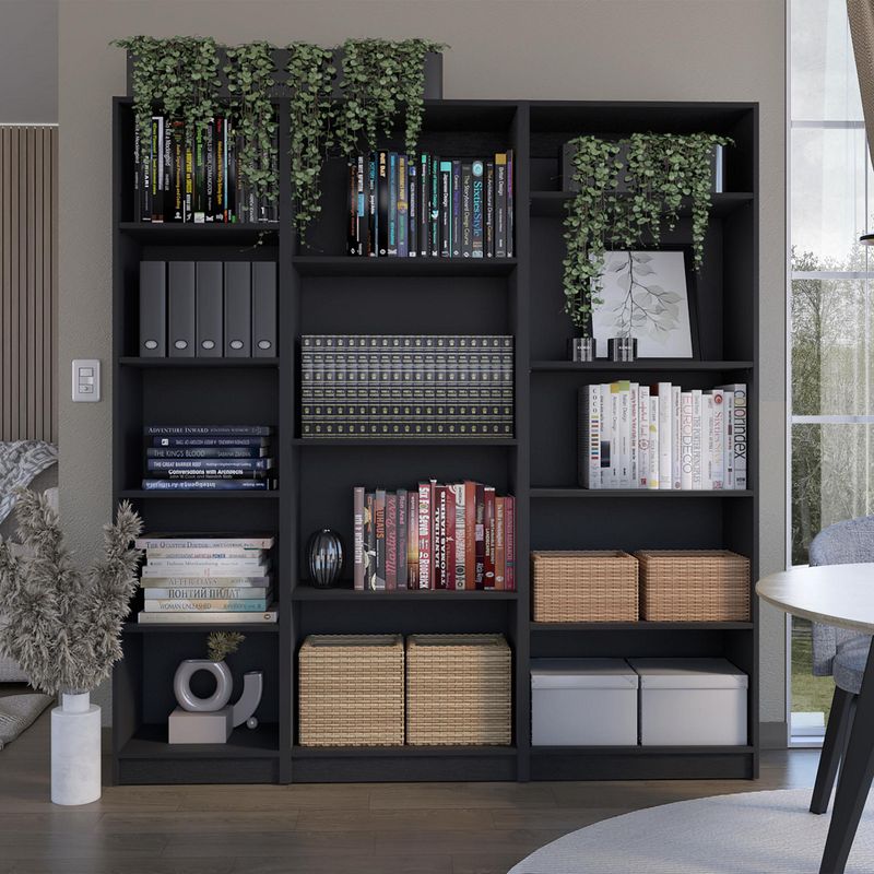 TUHOME - Combo 3 Estantes Home 180.6X170.6X29.9 Cm Wengue