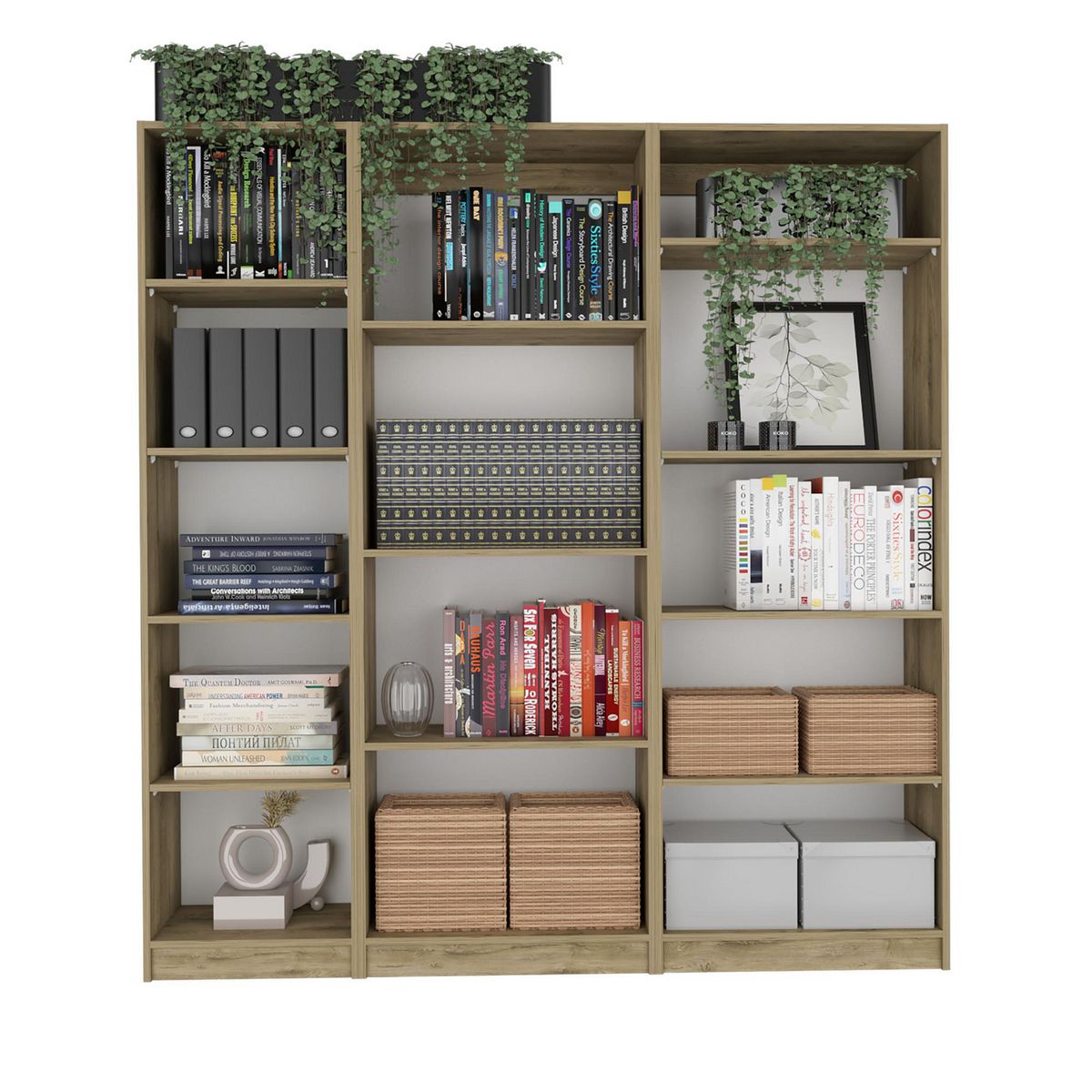 TUHOME - Combo 3 Estantes Home 180.6X170.6X29.9 Cm Macadamia