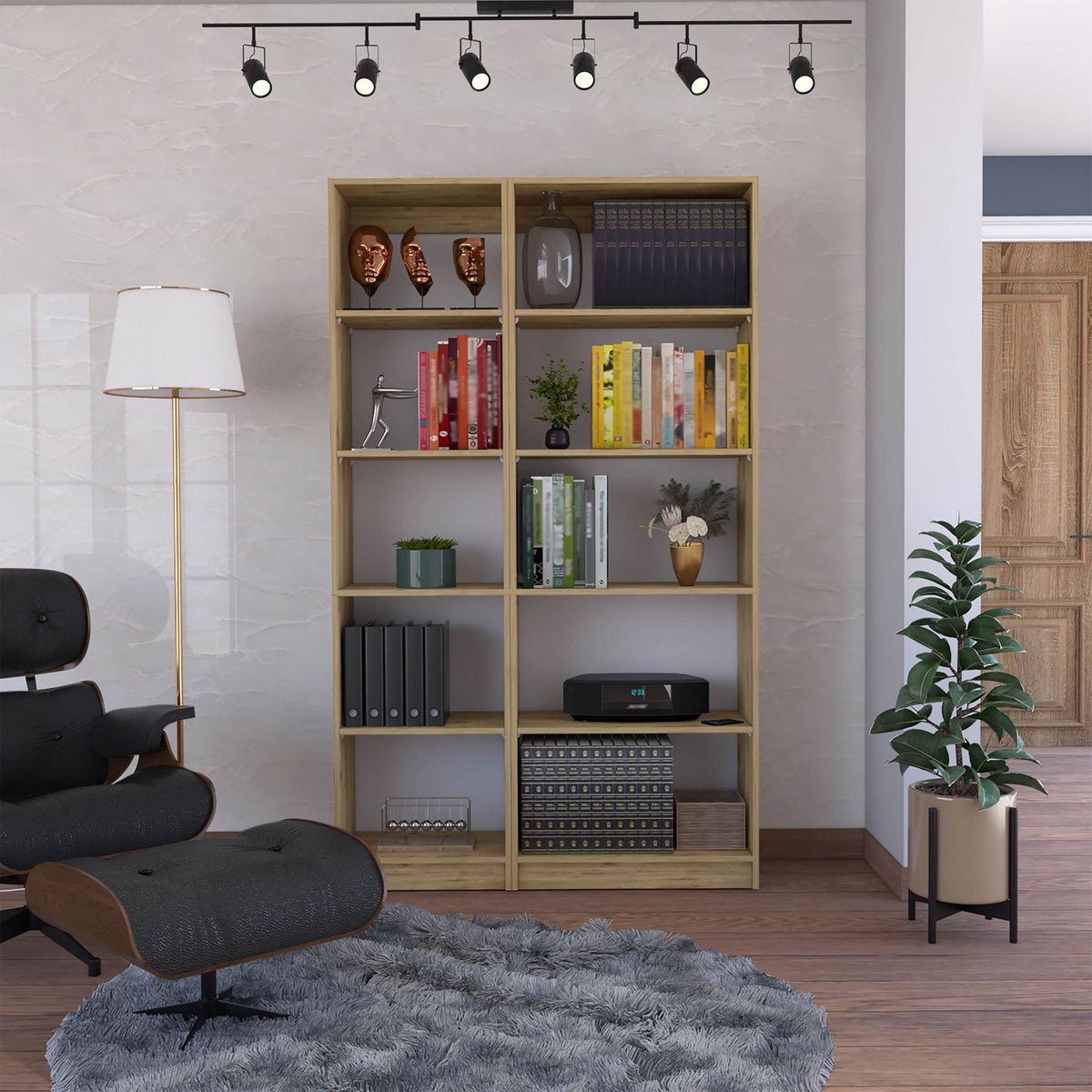 TUHOME - Combo Estante 4 Repisas + Estante 45Cm Home Macadamia