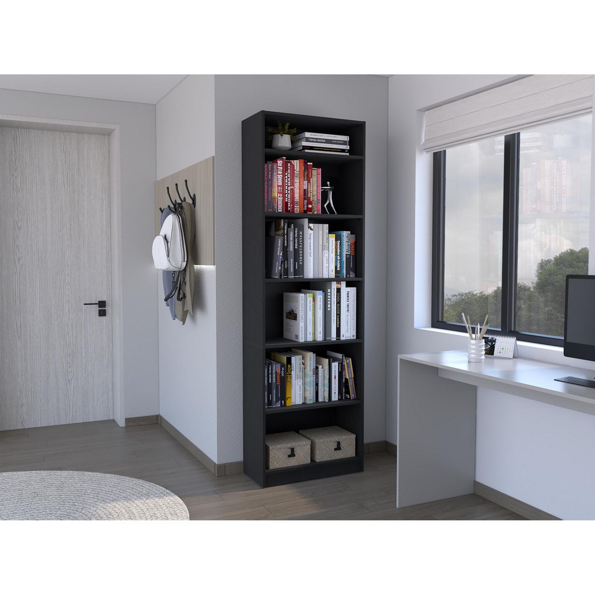 TUHOME - Combo Estante 4 Repisas + Complemento Home Wengue