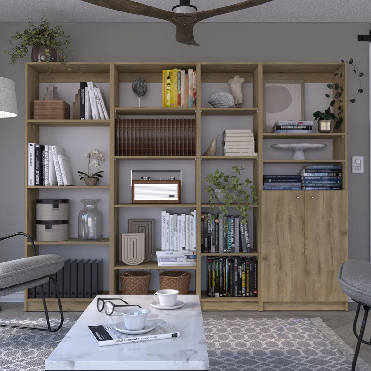 TUHOME - Combo 4 Estantes Home 180.6X233.4X29.9 Cm Macadamia