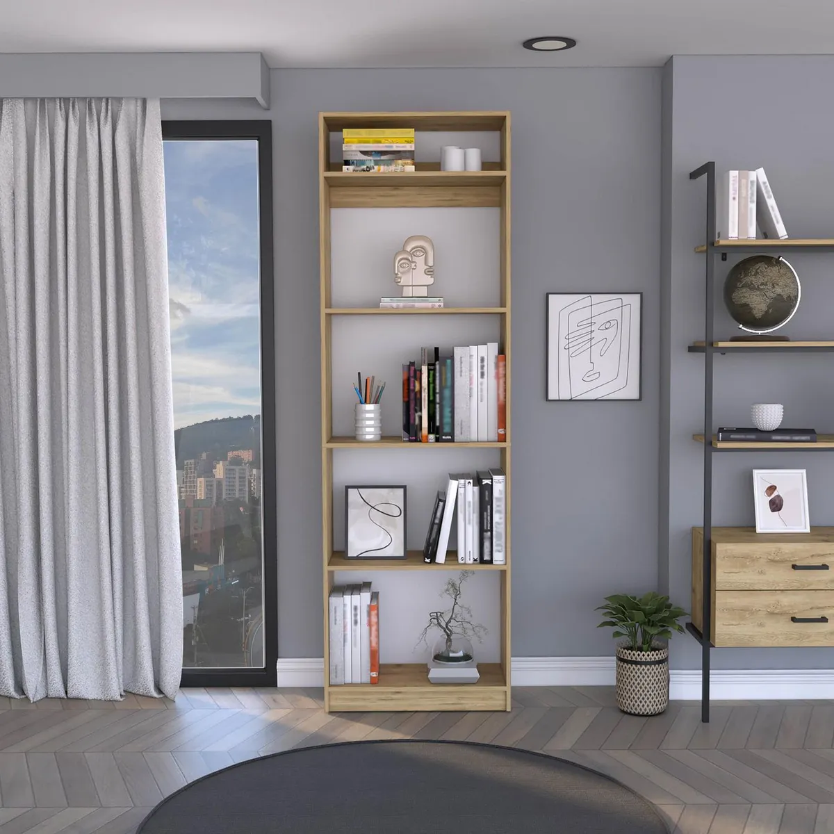 TUHOME - Combo Estante 3 Repisas + Complemento Home Macadamia