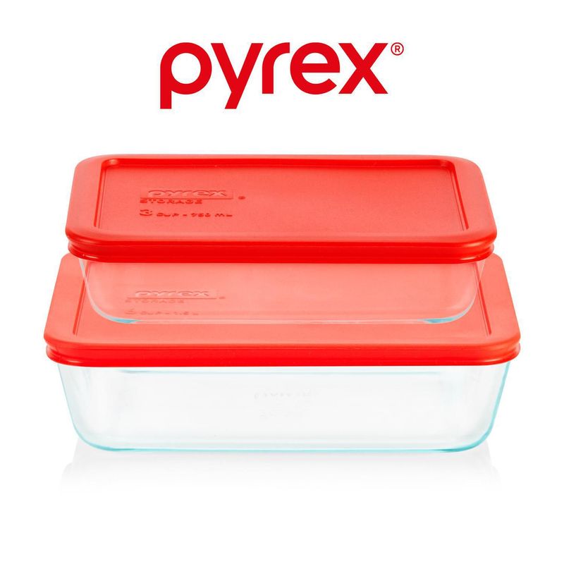 PYREX - Set 2 Pyrex Tapa Roja