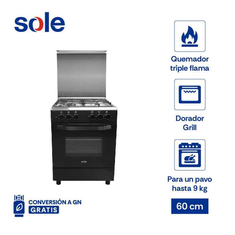 SOLE - Cocina Sole a Gas Sole 4 Hornillas Bahamas Glp 60 Cm