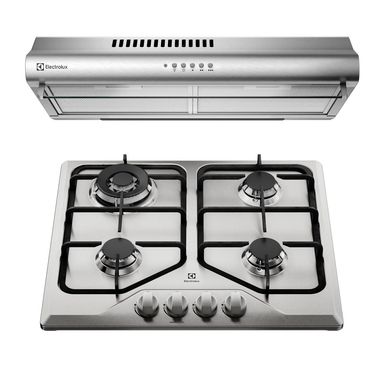 Combo Electrolux Campana Extractora 60cm + Encimera 4 Hornillas Inoxidable