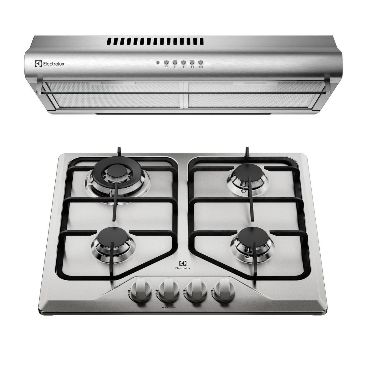 ELECTROLUX - Combo Electrolux Campana Extractora 60cm + Encimera 4 Hornillas Inoxidable