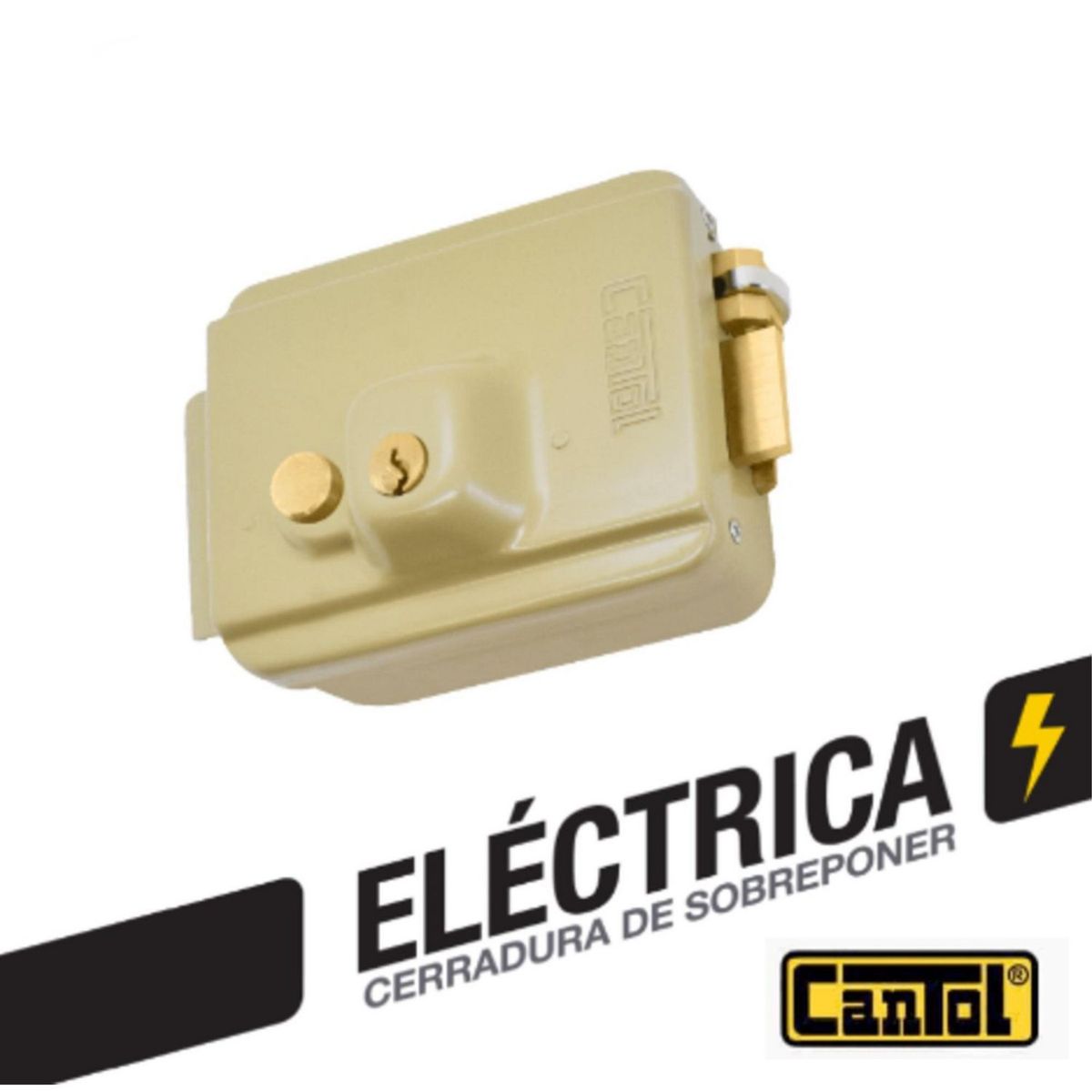 CANTOL - Cerradura Eléctrica con Botón Crema Cantol