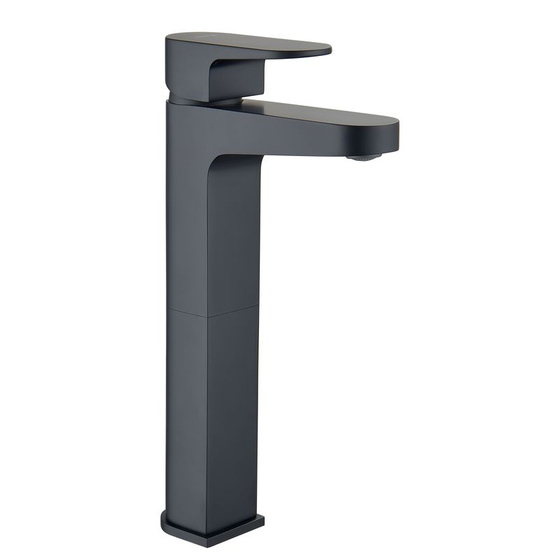 TREBOL - Mezcladora Monocomando Pico Bajo para Lavatorio Negro Mate