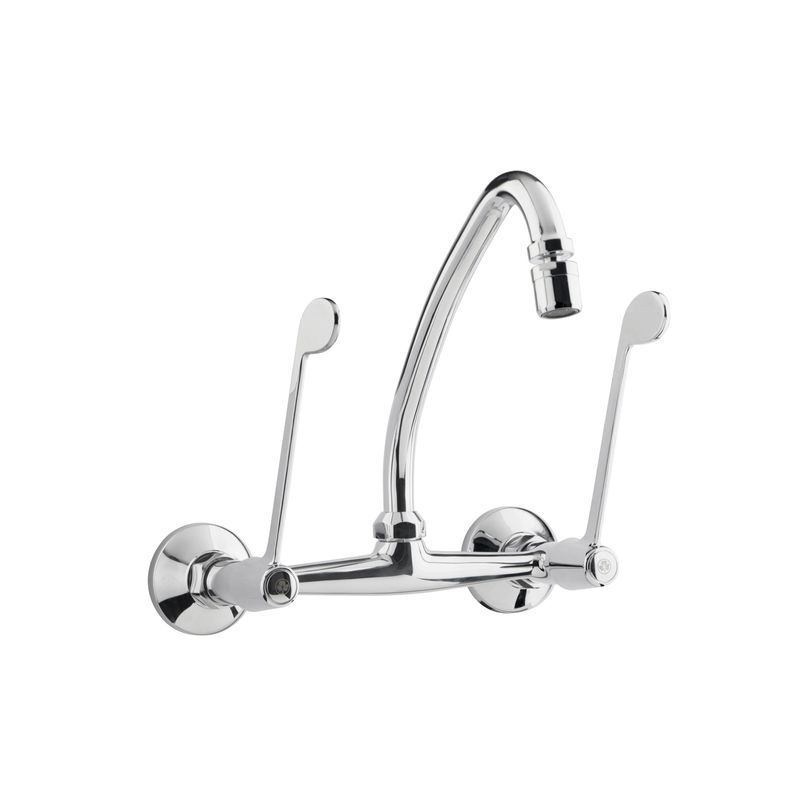 TREBOL - Llave de Lavatorio Mezcladora Clínica de Pared 8 para Lavadero