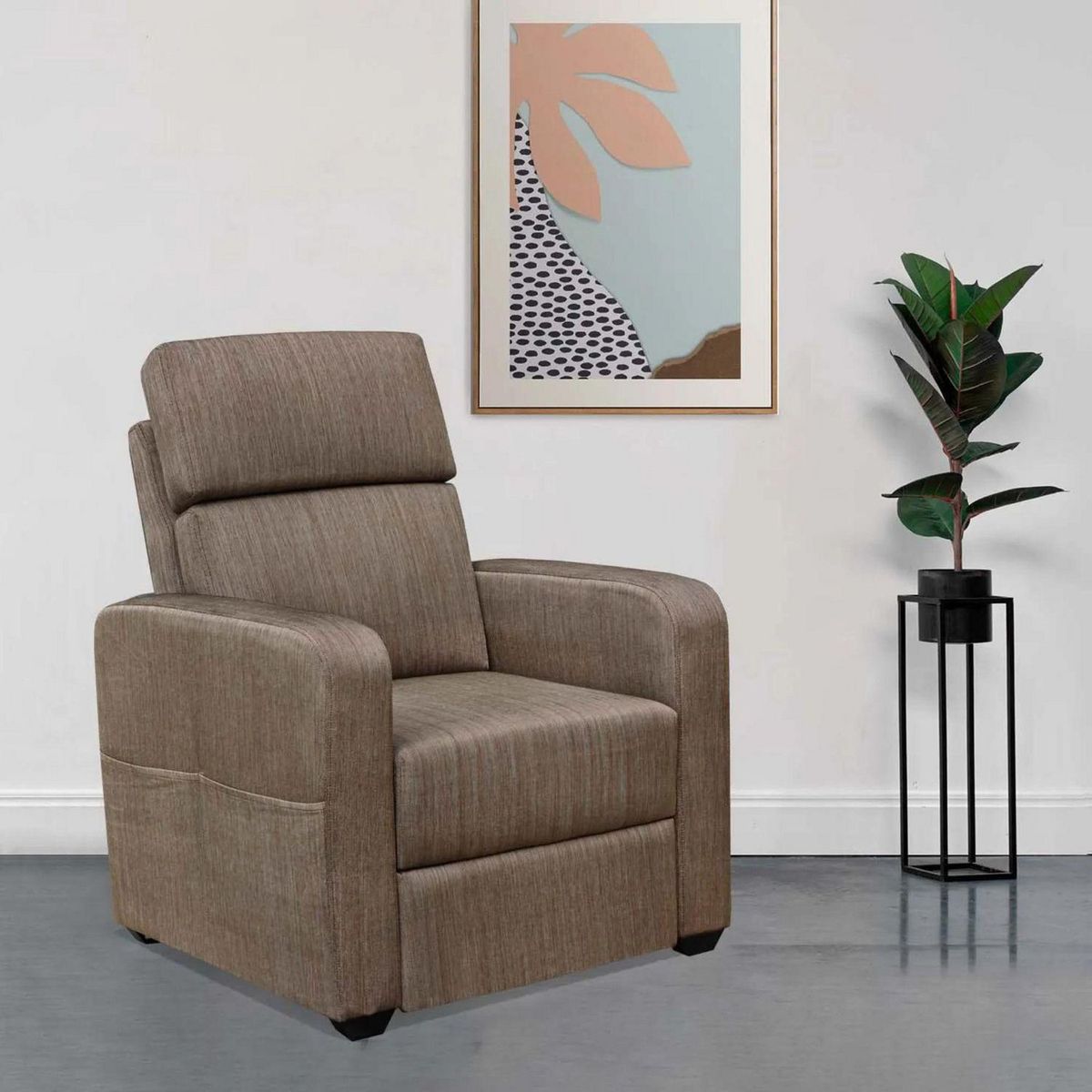 FORLI - Sofá Reclinable con Bolsillo 1 Cuerpo Marrón