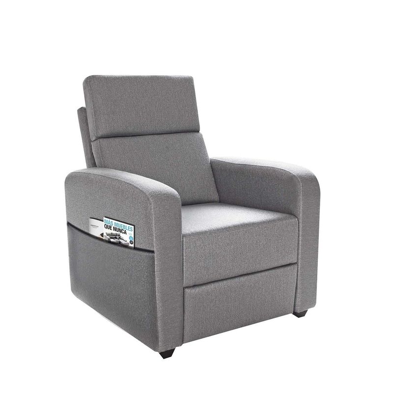 FORLI - Sofá Reclinable con Bolsillo 1 Cuerpo Plata