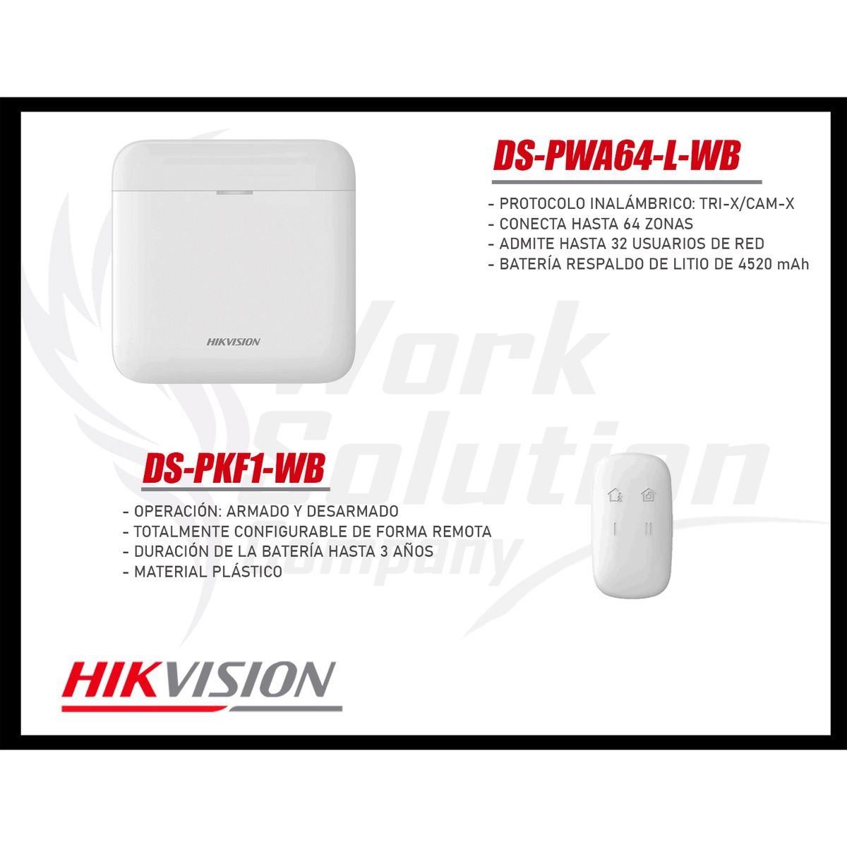 HIKVISION - Kit De Alarma Inalámbrica Hikvision DS-PWA64-Kit-WB 64 Zonas WIFI-GPRS