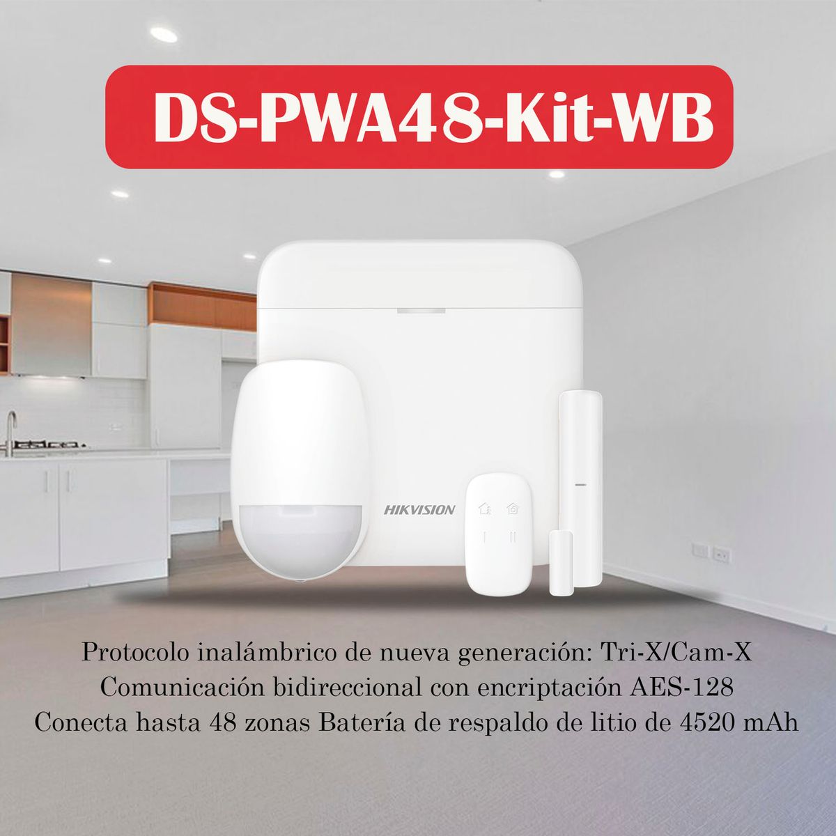 Kit Alarma Inalámbrica Hikvision DS-PWA48-KIT-WB Hasta 48 Zonas WIFI, marca Hikvision - Foto 2