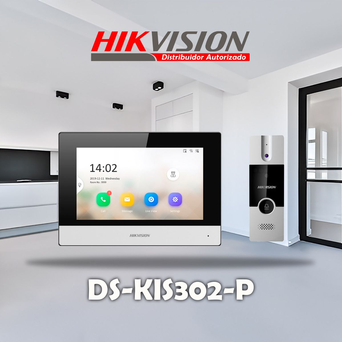 HIKVISION - Kit Videoportero Intercomunicador Híbrido Full HD LCD 7 DS-KIS302-P
