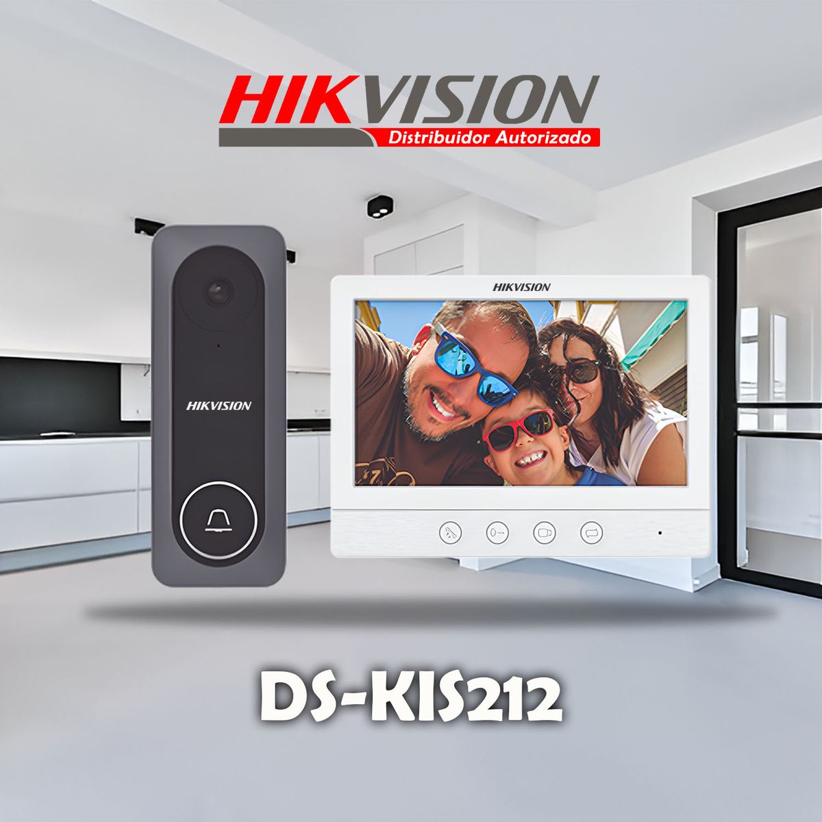 HIKVISION - Kit Videoportero Intercomunicador DS-KIS212 Full HD 3 Pantallas LCD 7