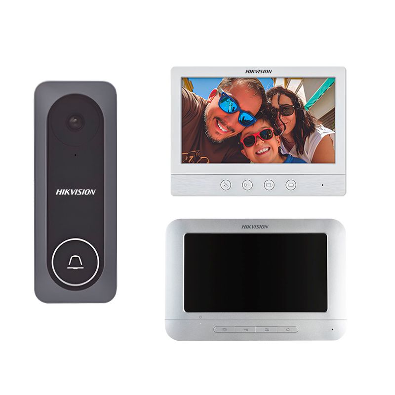 HIKVISION - Kit Videoportero Intercomunicador DS-KIS212 Full HD 2 Pantallas LCD 7