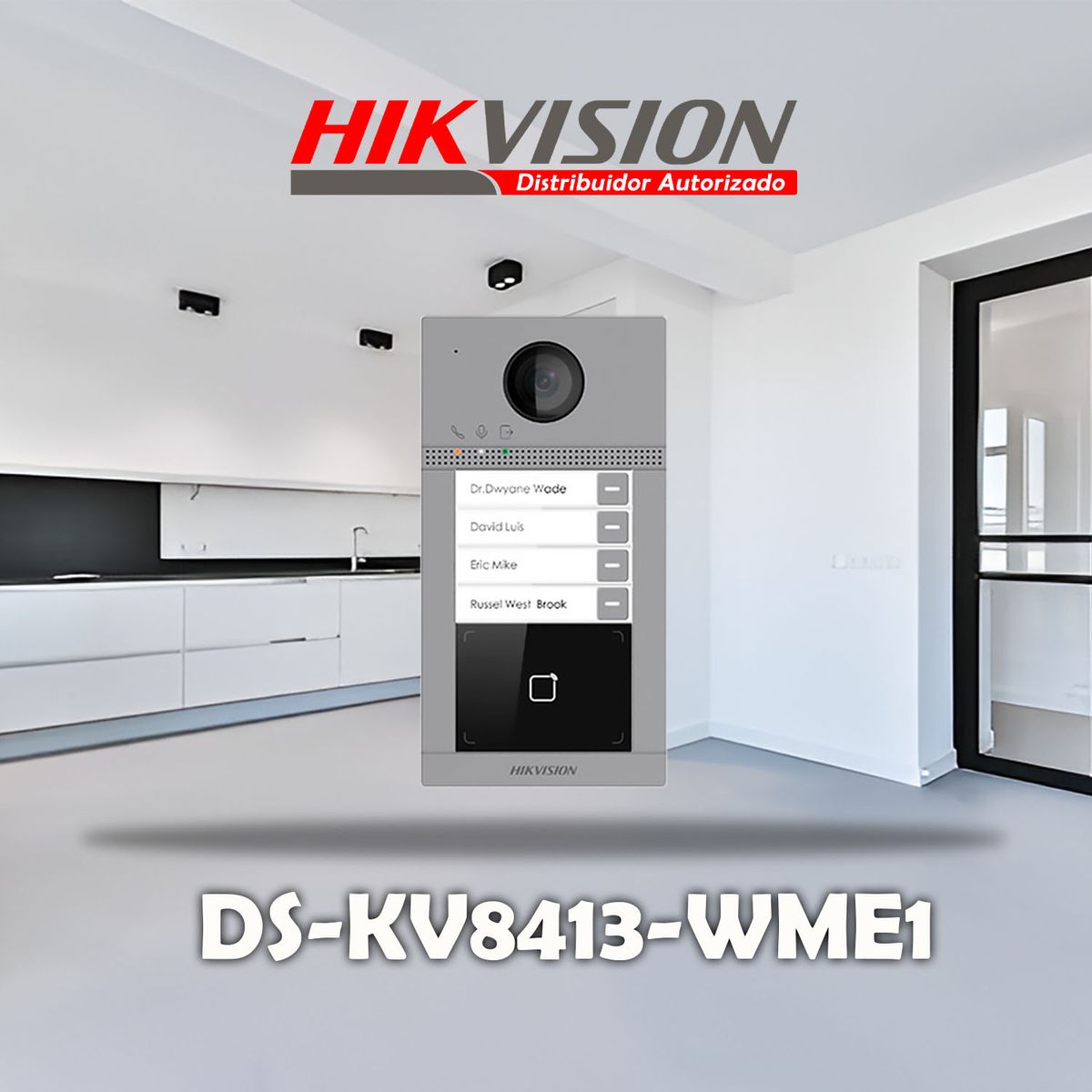 HIKVISION - Kit Videoportero IP Módulo Lector 4 Departamentos Hikvision 1080P App
