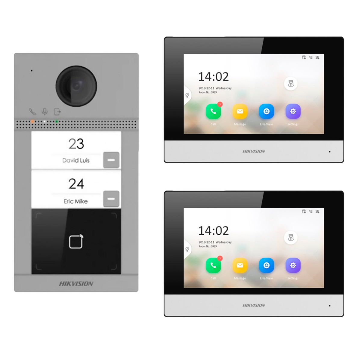 HIKVISION - Kit Videoportero IP Módulo Lector 2 Departamentos Hikvision 1080P App