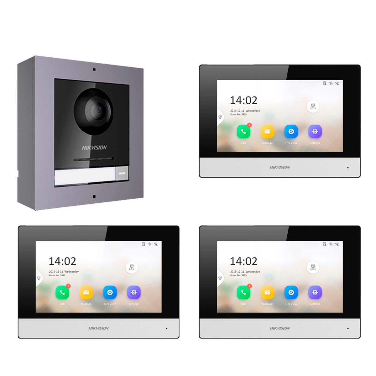 HIKVISION - Videoportero IP Full HD Hikvision 3 Monitores IP Llamada App DS-KIS602