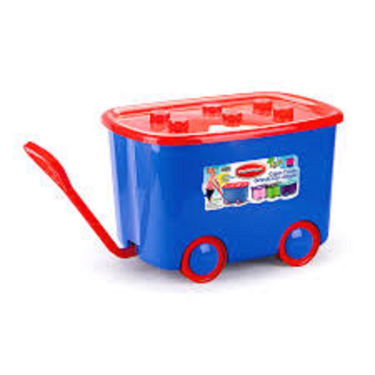 POLINPLAST - Cajón Carrito Grande con Jalador Rojo/Azul
