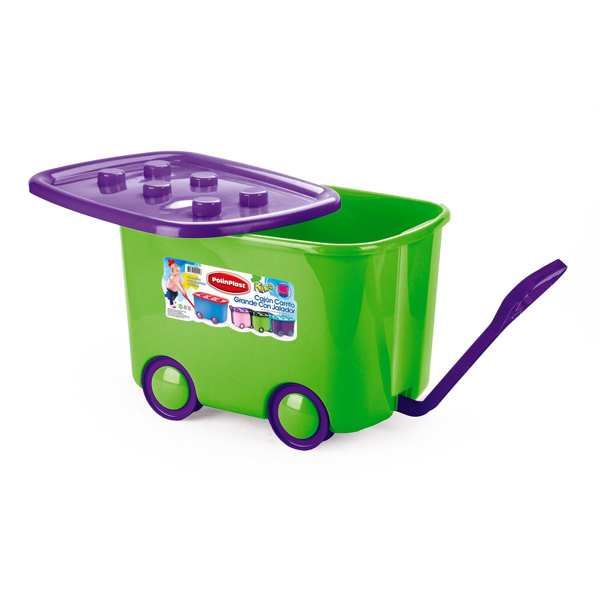 POLINPLAST - Cajón Carrito Grande con Jalador Verde/Morado