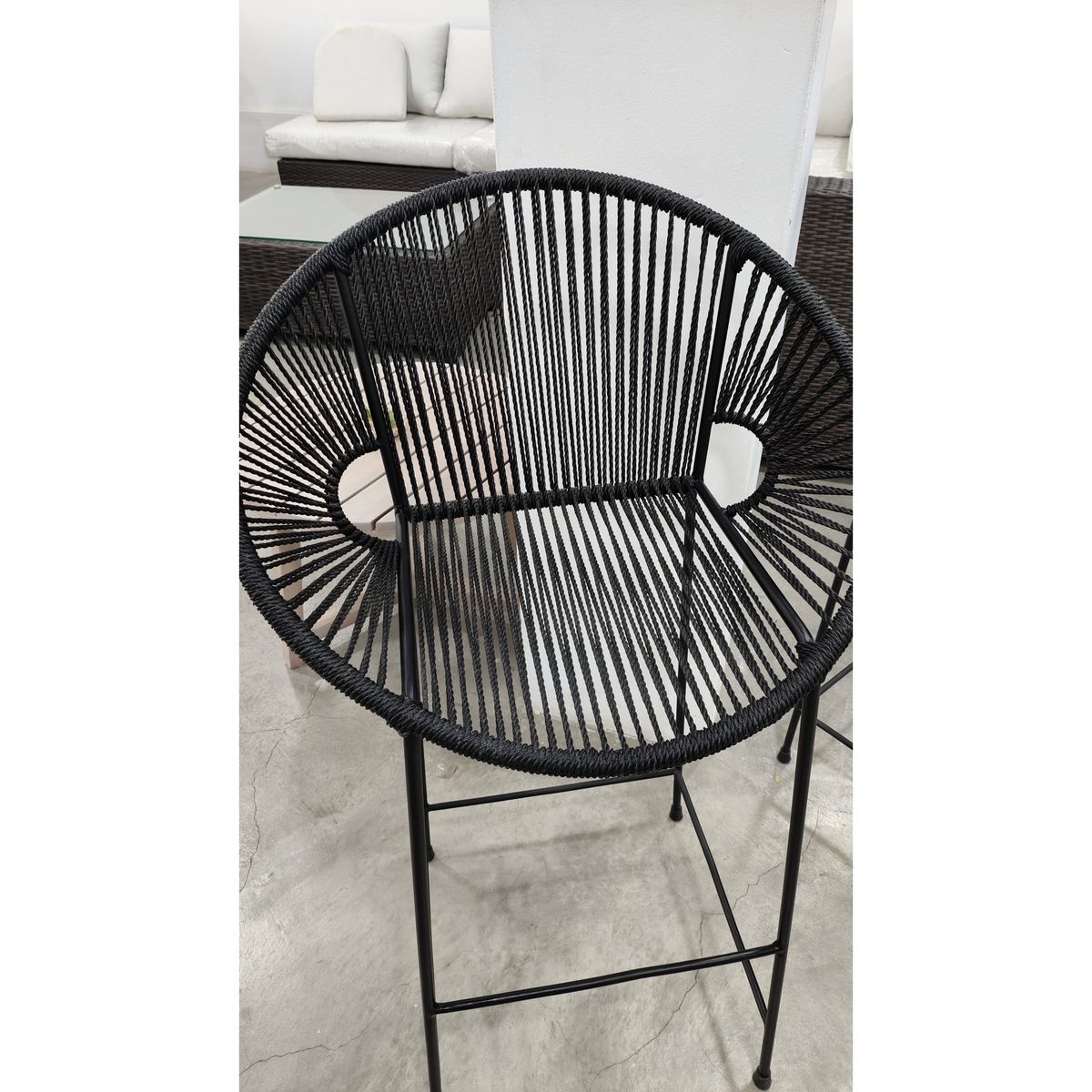  - Silla de Terraza de Fierro Beige/Negro