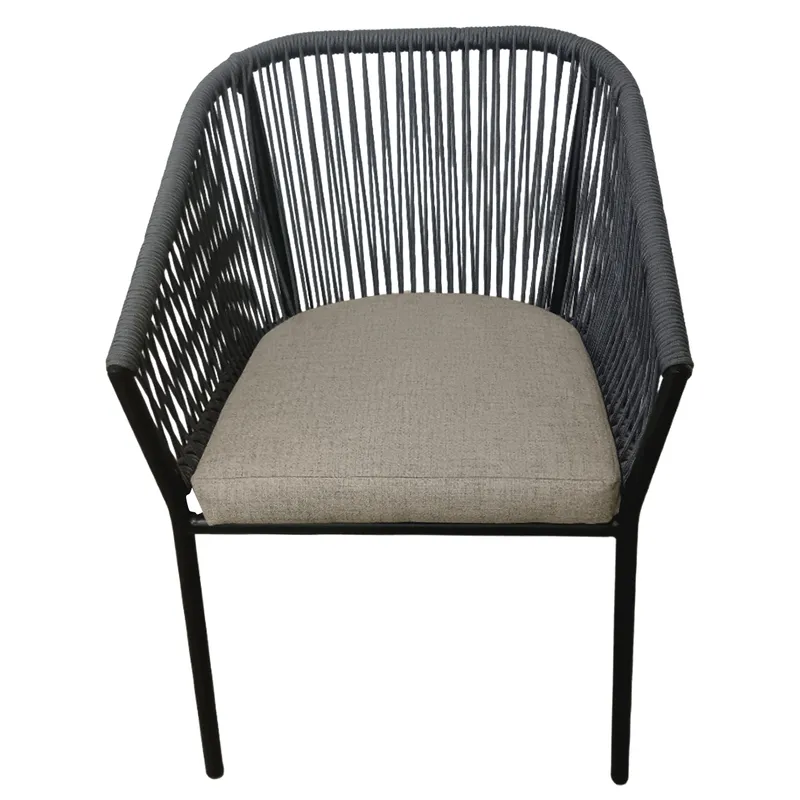  - Silla de Comedor Tejido Gris/Negro
