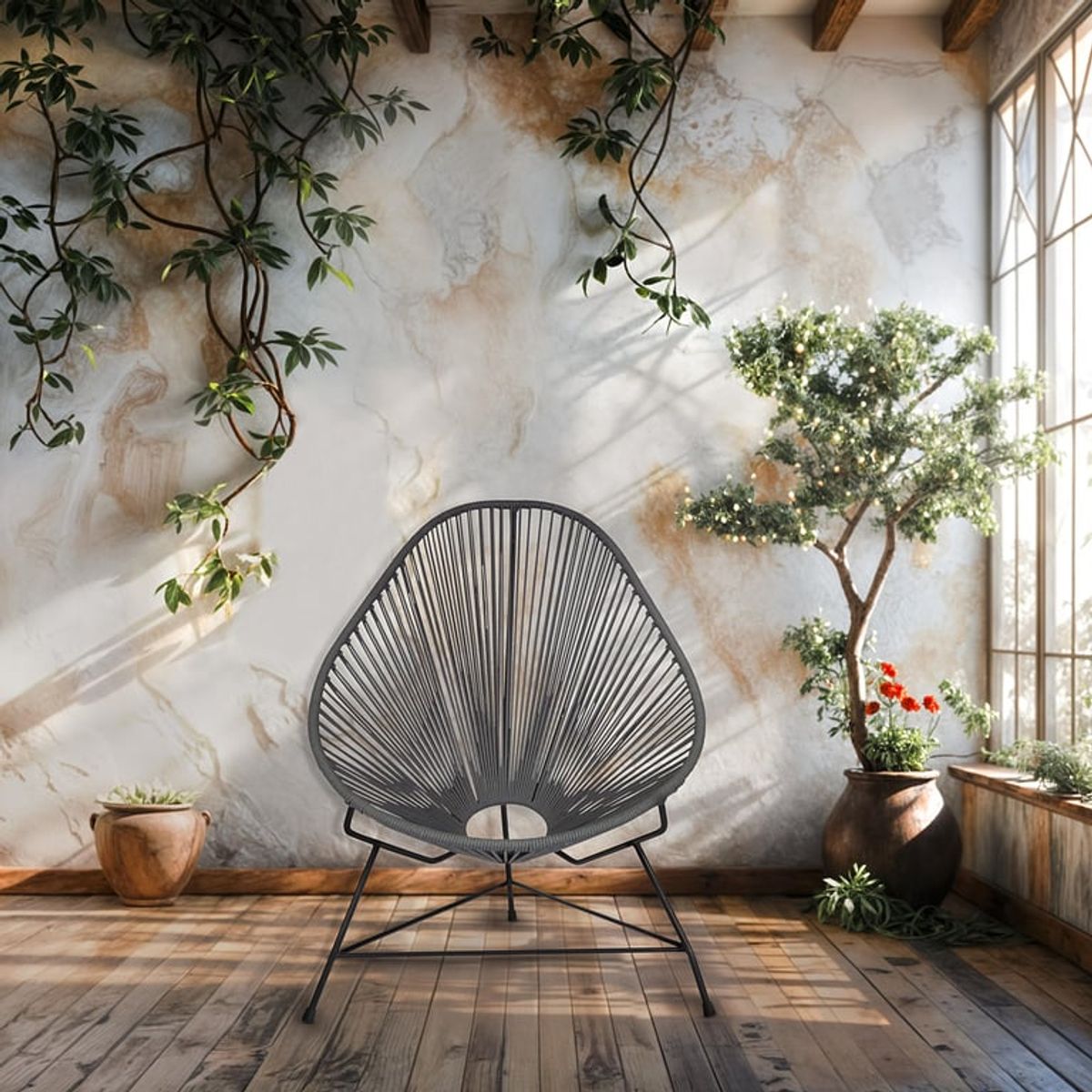  - Silla de Descanso para Terraza Gris/Negro