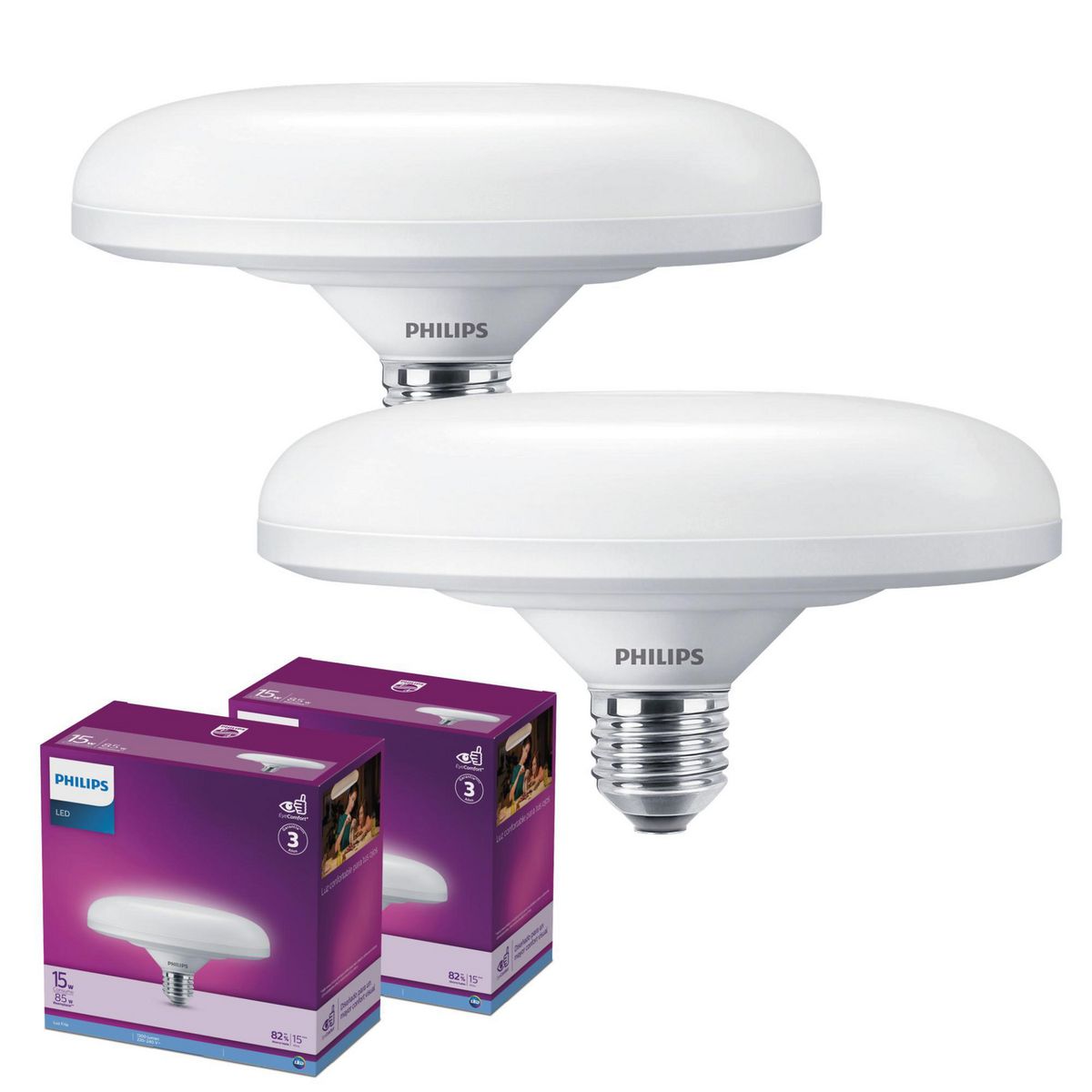 PHILIPS - Pack x2 UFO LED Luz Fría E27 15W