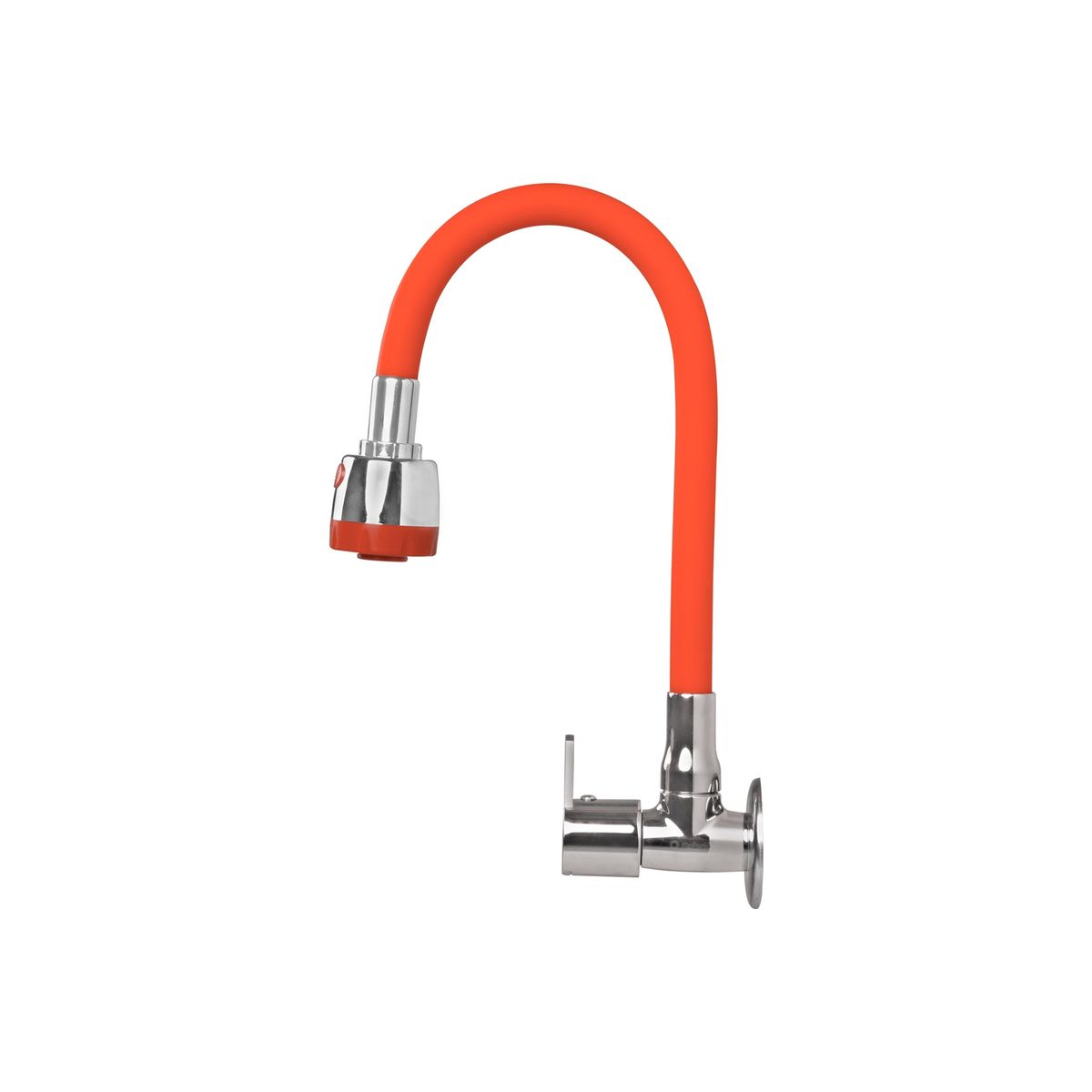 ITALGRIF - Llave Lavadero Pared Buzios Lever Pico Flexible Rojo
