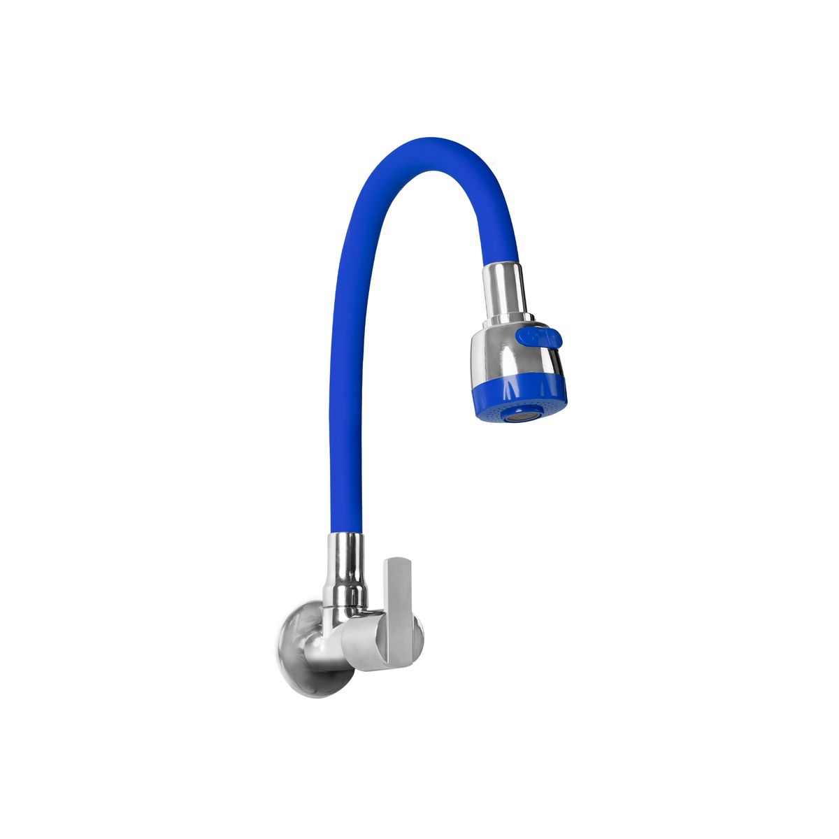 ITALGRIF - Llave Lavadero Pared Buzios Lever Pico Flexible Azul