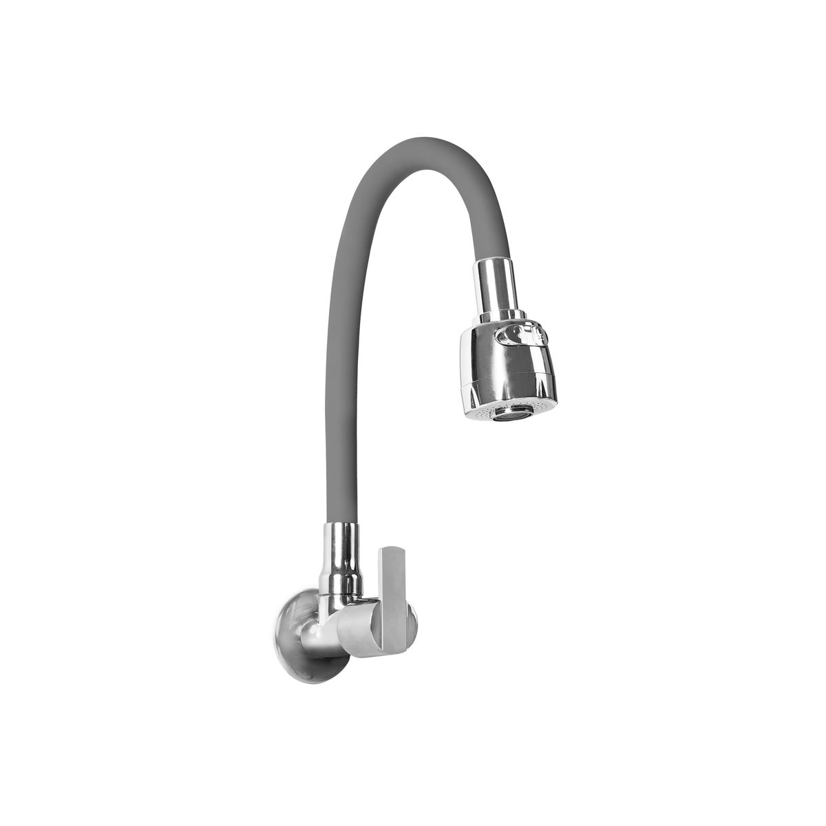 ITALGRIF - Llave Lavadero Pared Buzios Lever Pico Flexible Gris