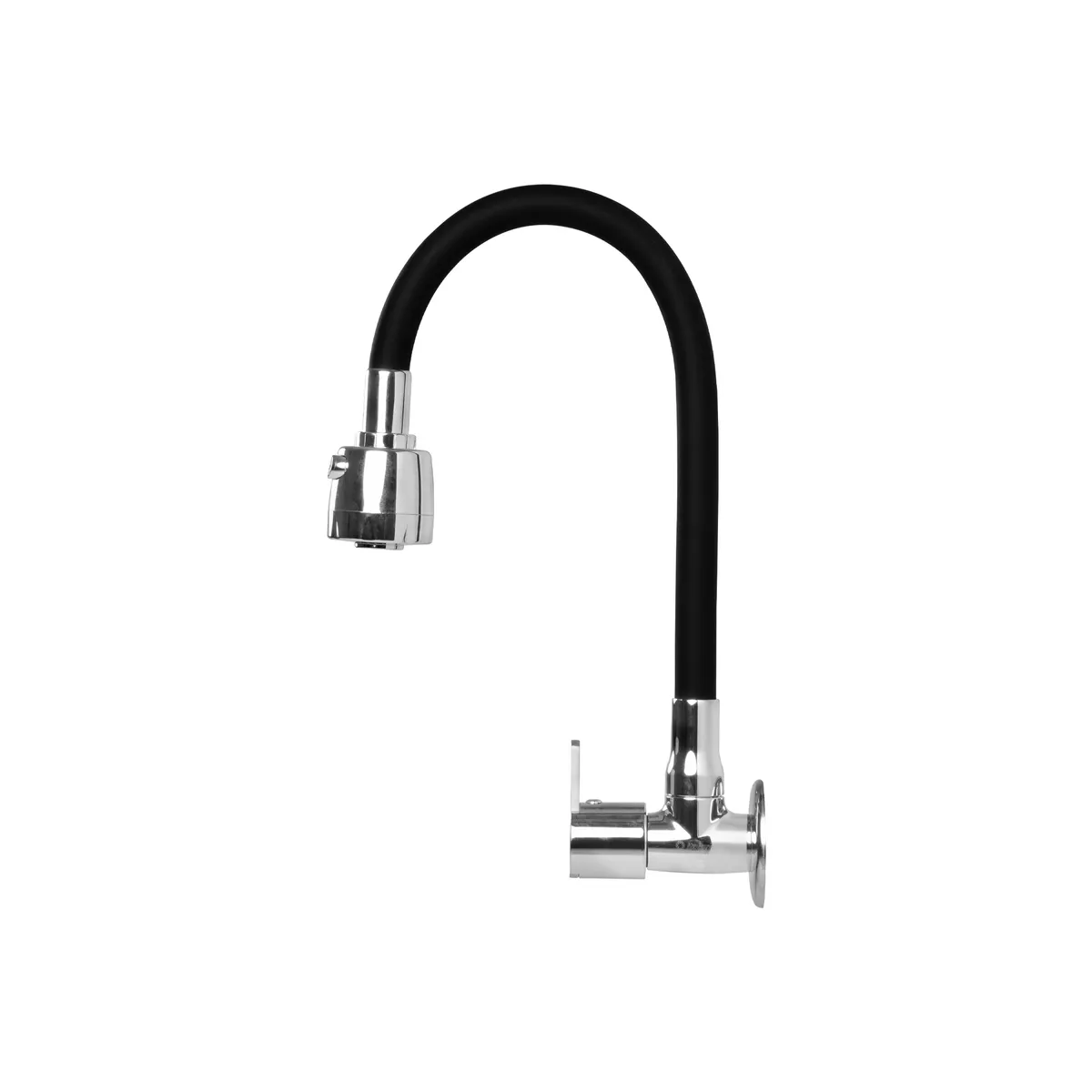 ITALGRIF - Llave Lavadero Pared Buzios Lever Pico Flexible Negro