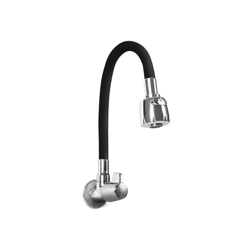 ITALGRIF - Llave Lavadero Pared Cabo Blanco Pico Flexible Negro
