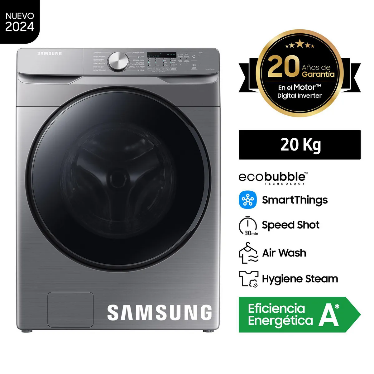 SAMSUNG - Lavaseca Samsung 20Kg/12Kg EcoBubble WD20T6000GP/PE