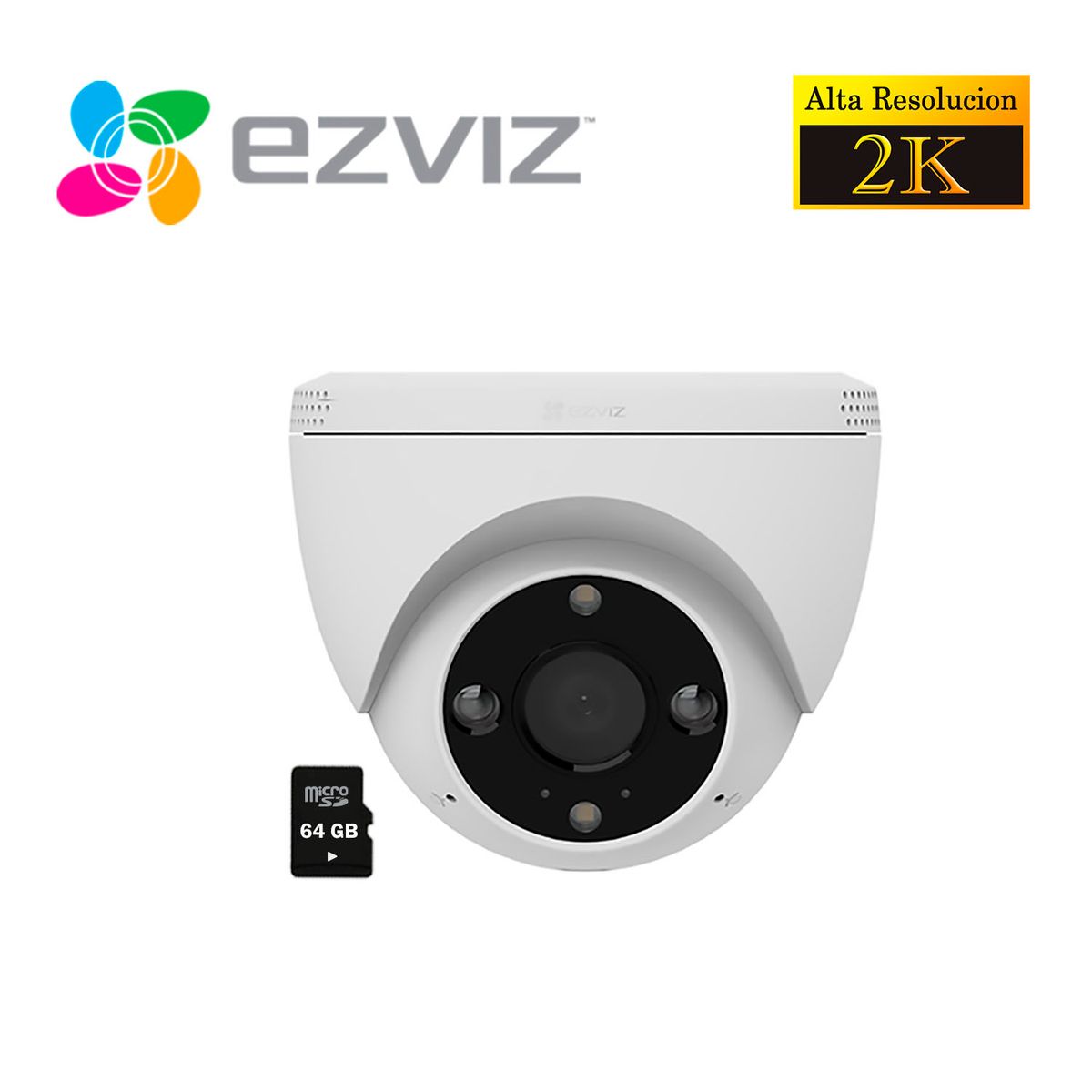 EZVIZ - Cámara de Seguridad Ezviz H4 2K Domo Visión Nocturna Color Exterior SD 64GB