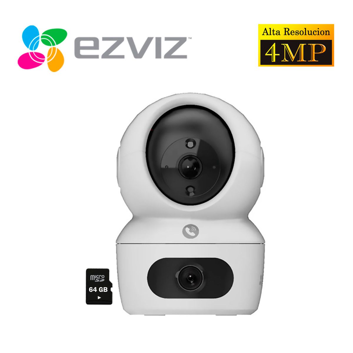 EZVIZ - Cámara de Seguridad Ezviz H7C 4Mp + 4Mp Binocular Wifi Interior 360 + Sd 64Gb