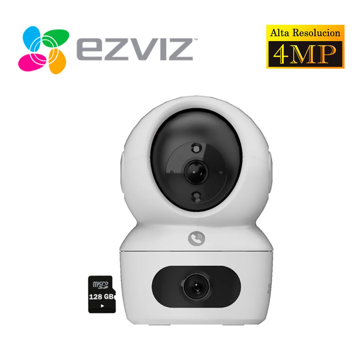 EZVIZ - Cámara de Seguridad Ezviz H7C 4Mp + 4Mp Binocular Wifi Interior 360 + Sd 128Gb