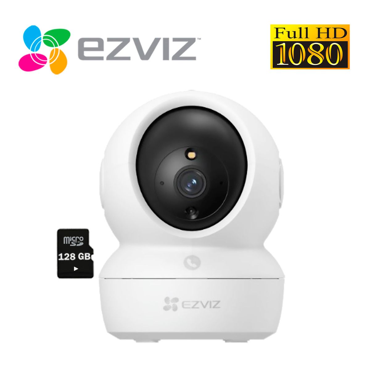 EZVIZ - Ezviz Cámara Wifi H6C Pro Full Hd Gira Botón Llamada + Micro Sd 128Gb