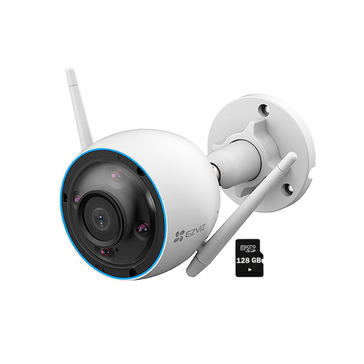 Ezviz - Cámara Seguridad Ezviz H3 2K 3MP Wi-Fi Inalámbrica Exterior + SD 128GB