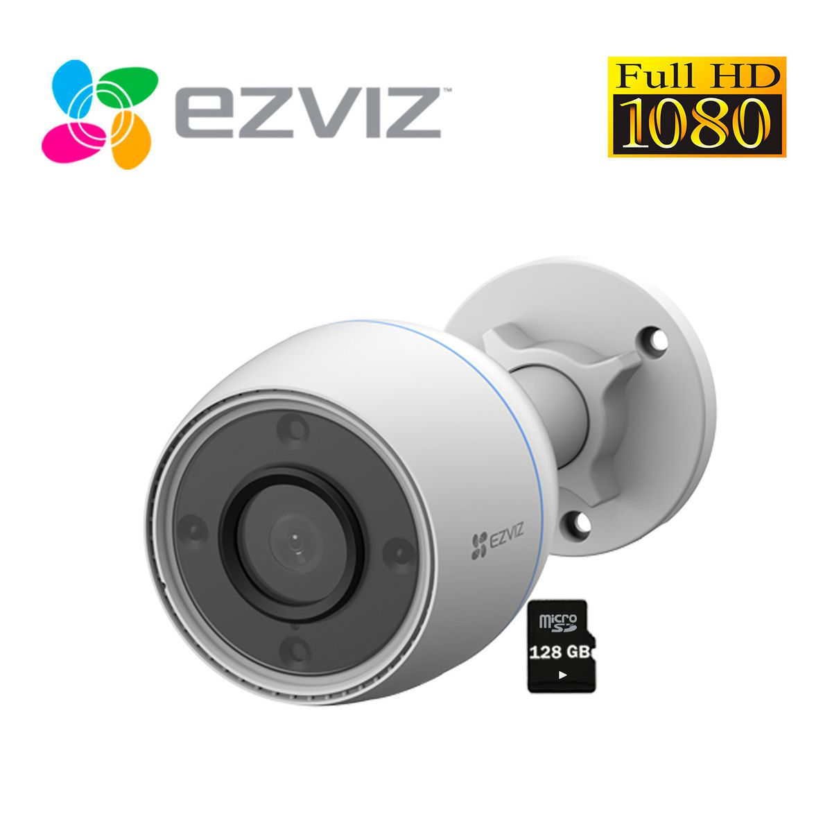 EZVIZ - Cámara Seguridad Ezviz Wi-Fi H3C COLOR 1080P IP67 Noche Color SD 128GB