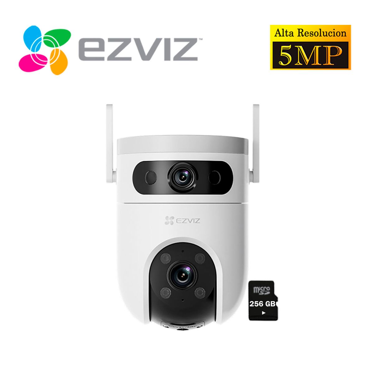 EZVIZ - Cámara de Seguridad Ezviz H9C 5Mp + 5Mp Binocular Wifi Exterior 360 + Sd 256Gb