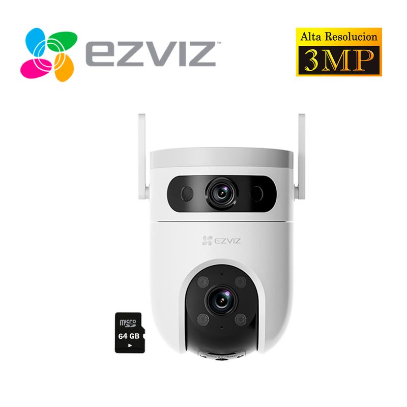 EZVIZ - Cámara de Seguridad Ezviz H9C 3Mp + 3Mp Binocular Wifi Exterior 360 + Sd 64Gb