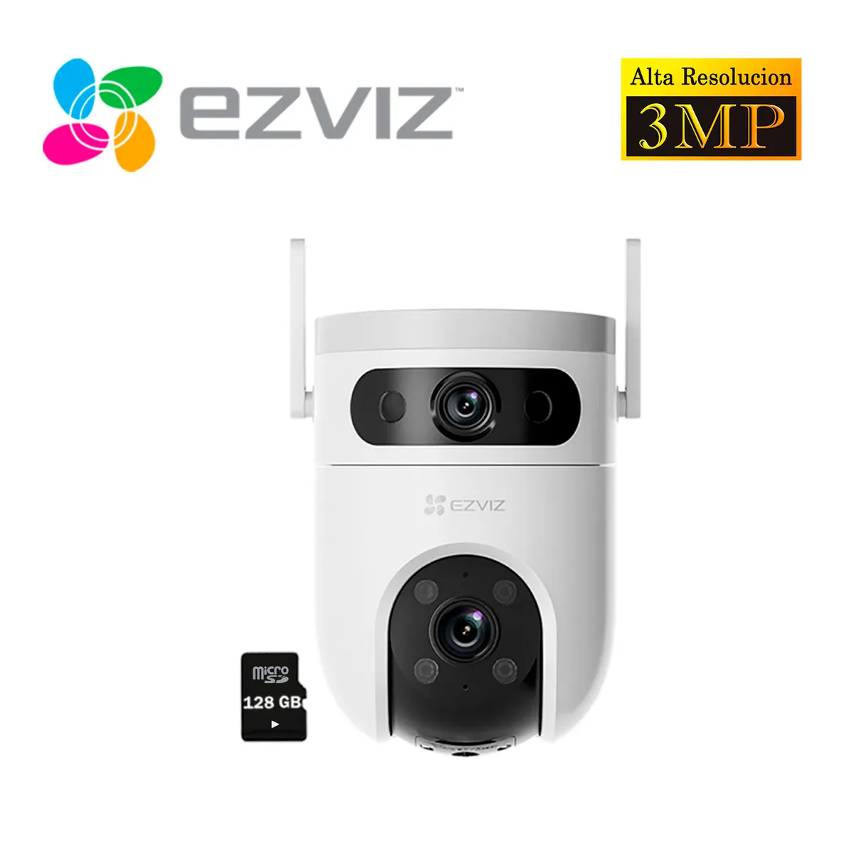 Ezviz - Cámara de Seguridad Ezviz H9C 3Mp + 3Mp Binocular Wifi Exterior 360 + Sd 128Gb