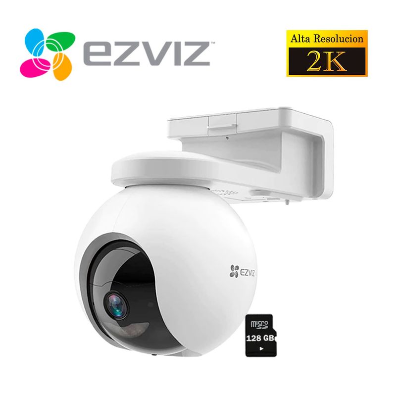 EZVIZ - Cámara de Seguridad Ezviz Wi-Fi Inalámbrico CB8 2K 3MP Batería + SD 128GB