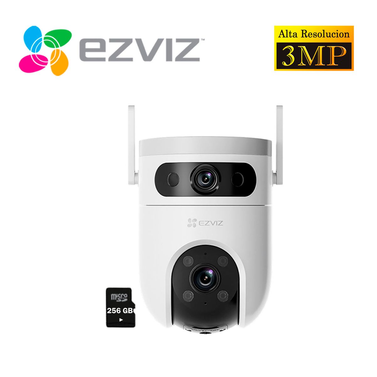 Ezviz - Cámara de Seguridad Ezviz H9C 3MP + 3MP Binocular Wi-Fi Exterior 360 + SD 256GB