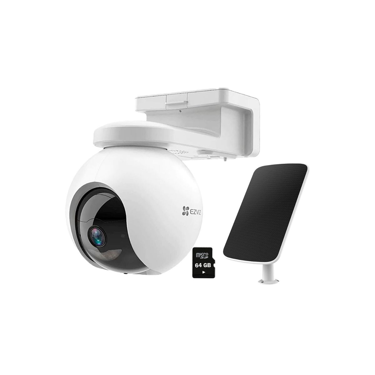 EZVIZ - Cámara Seguridad Ezviz Wi-Fi Exterior CB8 2K 3MP Panel Solar + SD 64GB